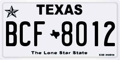TX license plate BCF8012