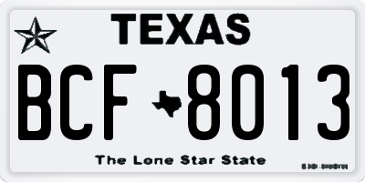 TX license plate BCF8013