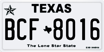 TX license plate BCF8016