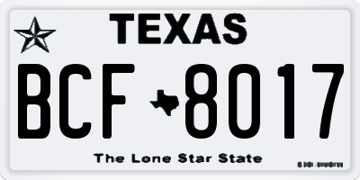 TX license plate BCF8017