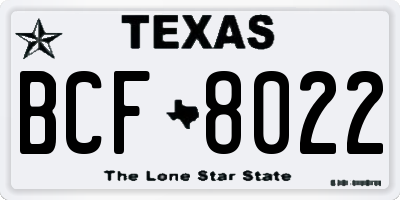 TX license plate BCF8022
