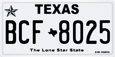 TX license plate BCF8025