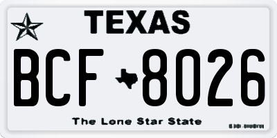 TX license plate BCF8026