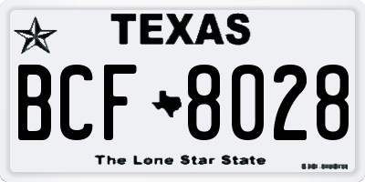 TX license plate BCF8028