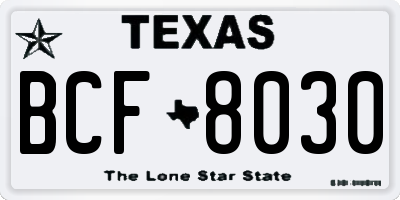 TX license plate BCF8030