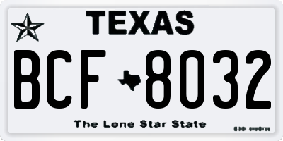TX license plate BCF8032