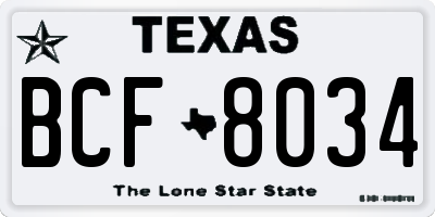 TX license plate BCF8034