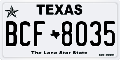 TX license plate BCF8035