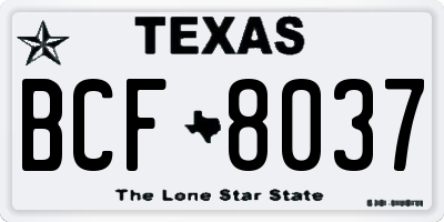 TX license plate BCF8037