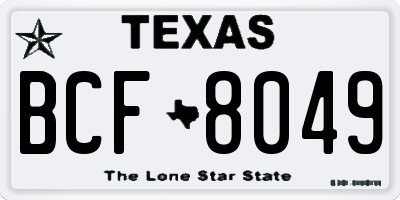 TX license plate BCF8049