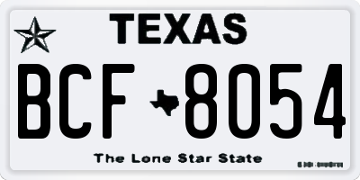 TX license plate BCF8054