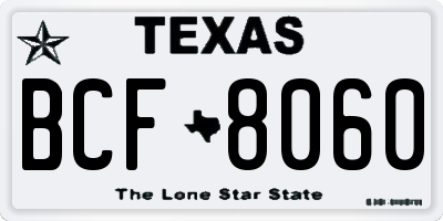 TX license plate BCF8060