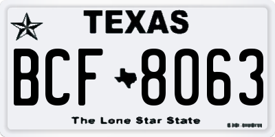 TX license plate BCF8063