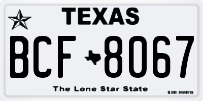 TX license plate BCF8067