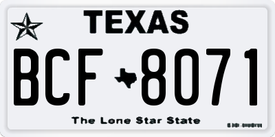 TX license plate BCF8071