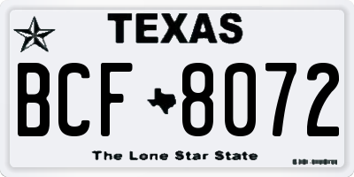 TX license plate BCF8072