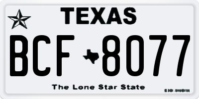 TX license plate BCF8077
