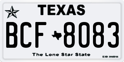 TX license plate BCF8083