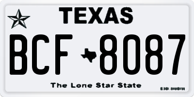 TX license plate BCF8087