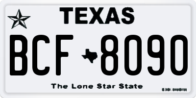 TX license plate BCF8090