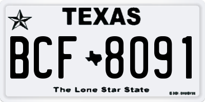 TX license plate BCF8091