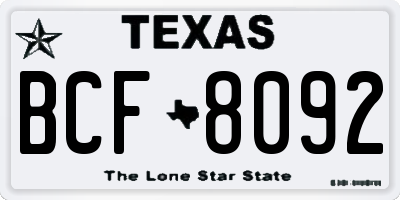 TX license plate BCF8092
