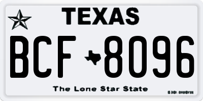 TX license plate BCF8096