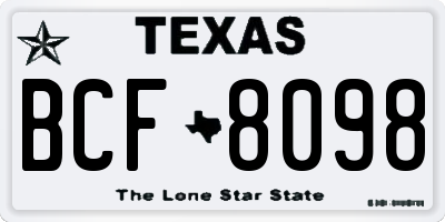 TX license plate BCF8098