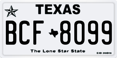 TX license plate BCF8099
