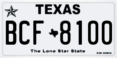 TX license plate BCF8100