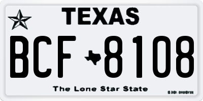 TX license plate BCF8108