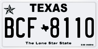 TX license plate BCF8110