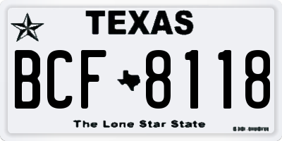 TX license plate BCF8118