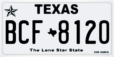 TX license plate BCF8120