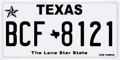 TX license plate BCF8121