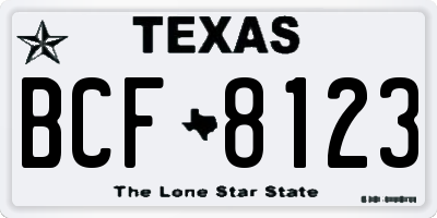 TX license plate BCF8123