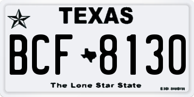 TX license plate BCF8130