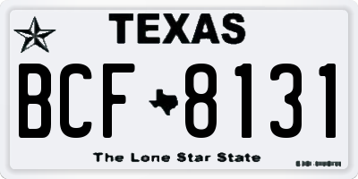 TX license plate BCF8131
