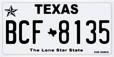 TX license plate BCF8135
