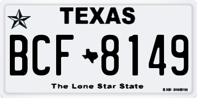 TX license plate BCF8149
