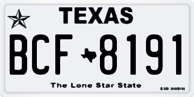 TX license plate BCF8191