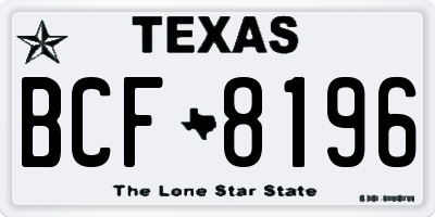 TX license plate BCF8196