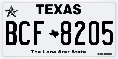 TX license plate BCF8205