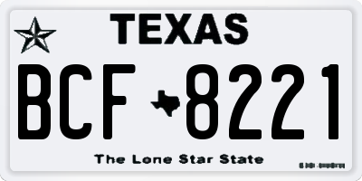 TX license plate BCF8221