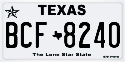 TX license plate BCF8240