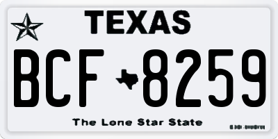 TX license plate BCF8259