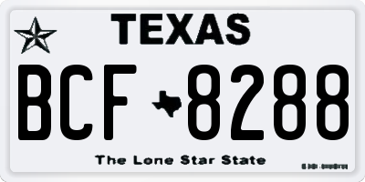 TX license plate BCF8288