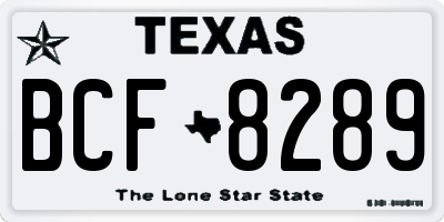 TX license plate BCF8289