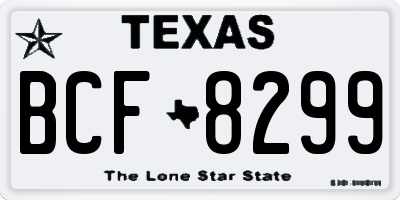 TX license plate BCF8299