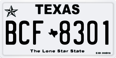 TX license plate BCF8301
